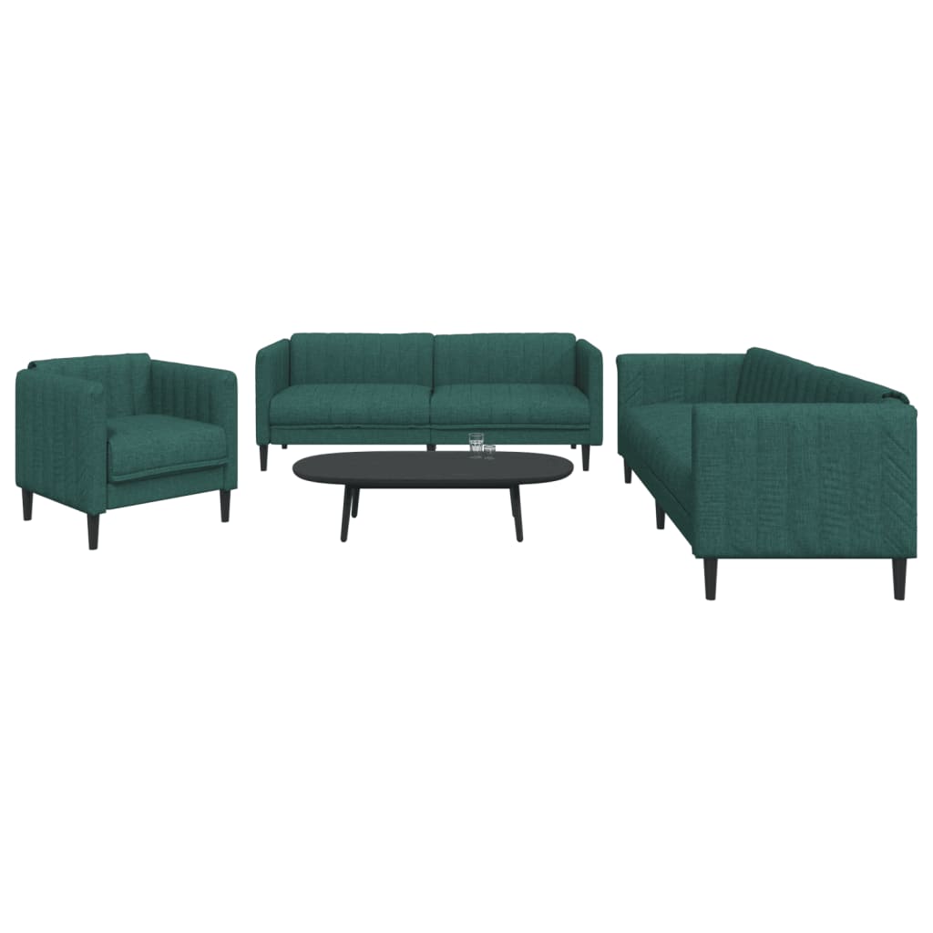 3-delige Loungeset stof donkergroen is nu te koop bij PeponiXL, paradijselijk wonen!