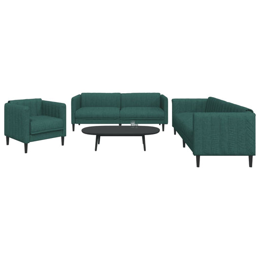 3-delige Loungeset stof donkergroen is nu te koop bij PeponiXL, paradijselijk wonen!