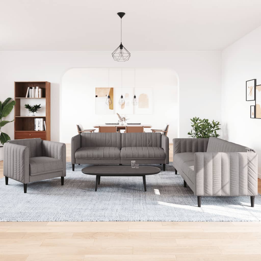 3-delige Loungeset stof taupe is nu te koop bij PeponiXL, paradijselijk wonen!