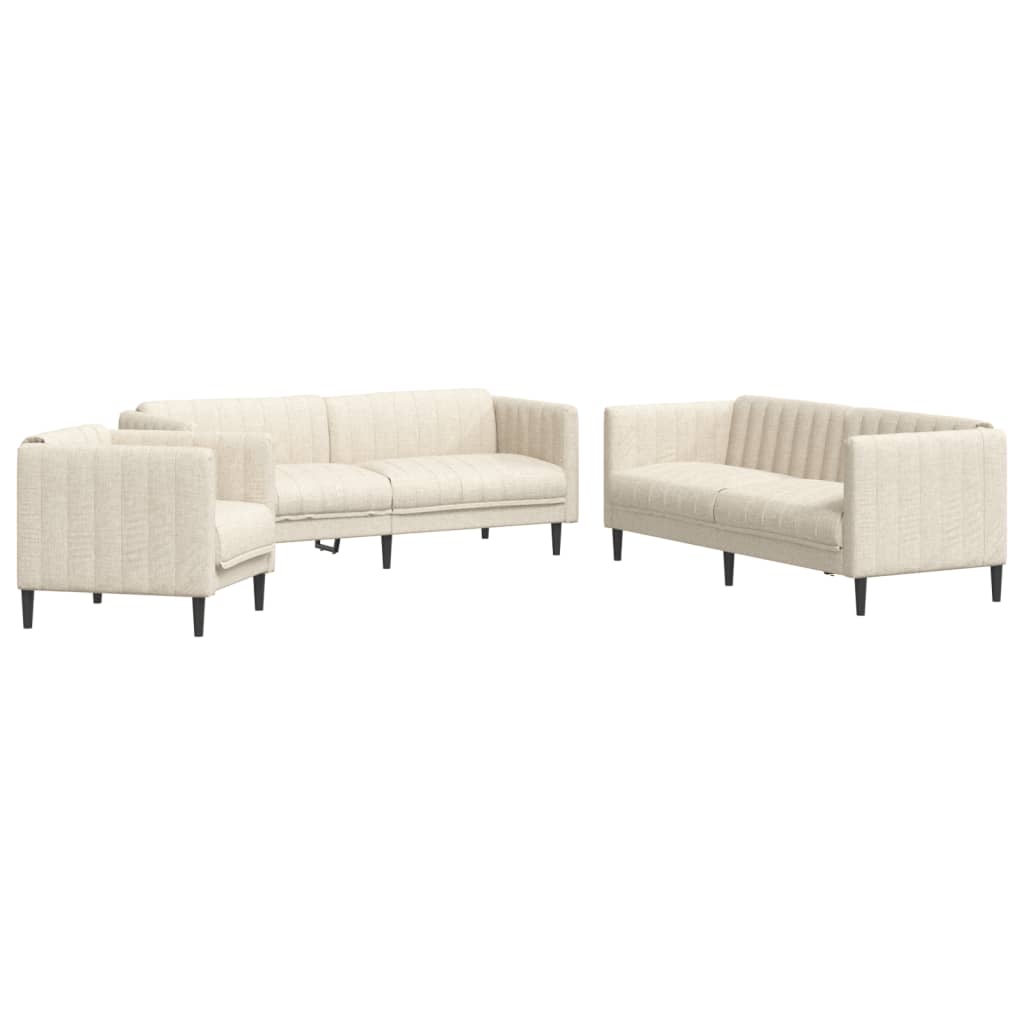 3-delige Loungeset stof crèmekleurig is nu te koop bij PeponiXL, paradijselijk wonen!