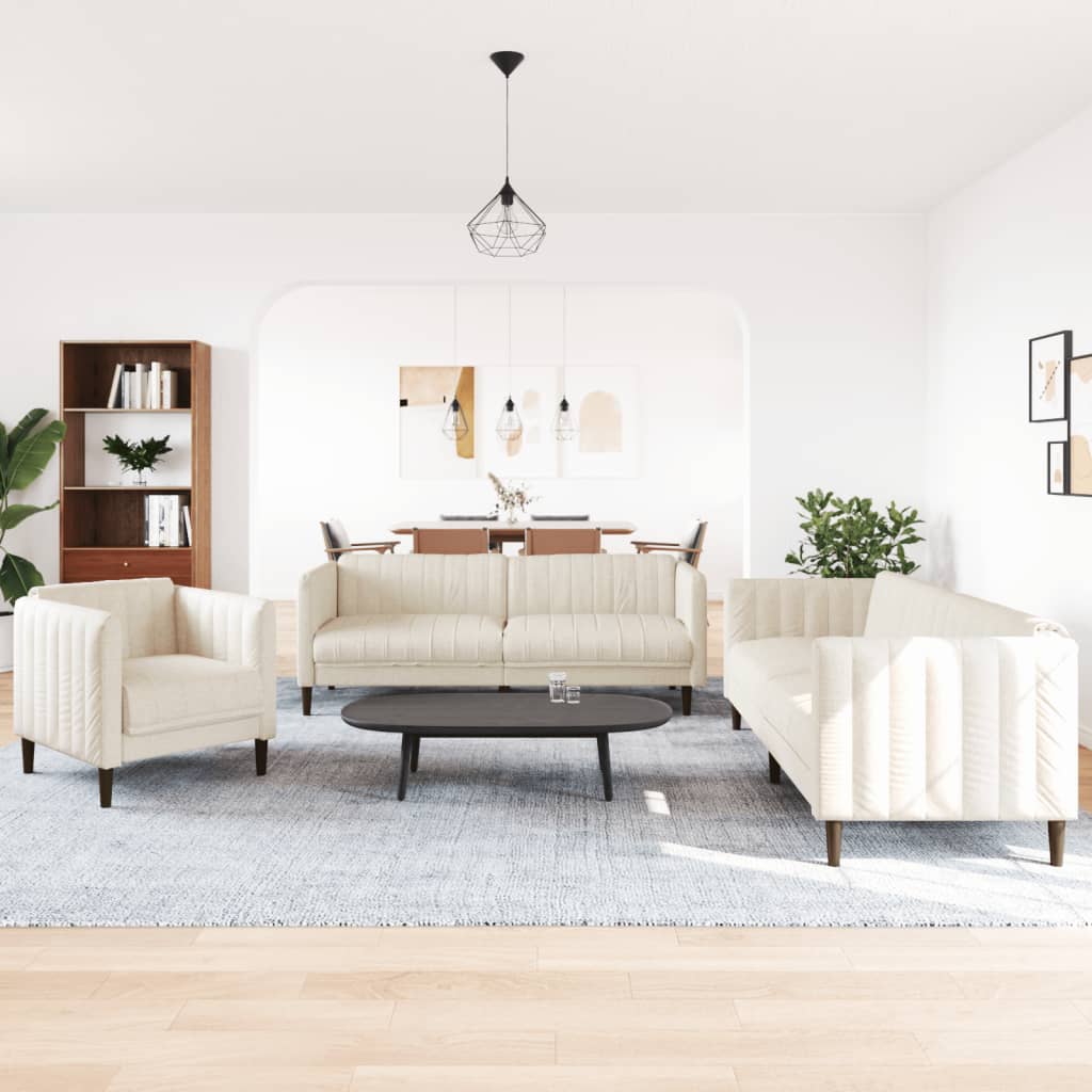 3-delige Loungeset stof crèmekleurig is nu te koop bij PeponiXL, paradijselijk wonen!
