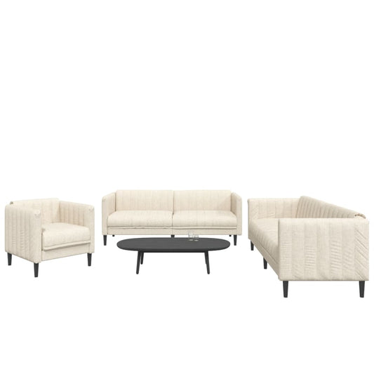 3-delige Loungeset stof crèmekleurig is nu te koop bij PeponiXL, paradijselijk wonen!