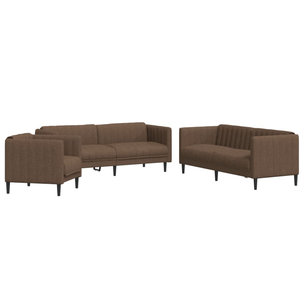 3-delige Loungeset stof bruin is nu te koop bij PeponiXL, paradijselijk wonen!