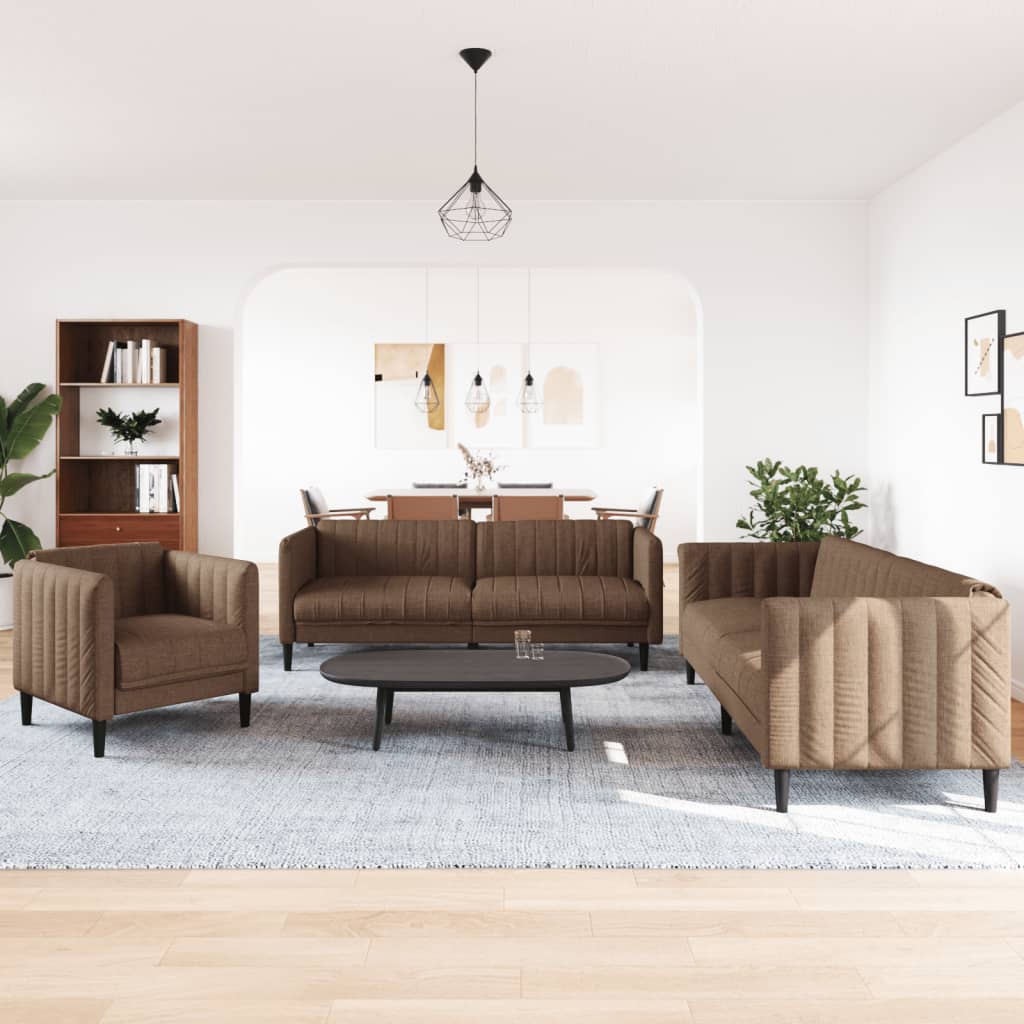 3-delige Loungeset stof bruin is nu te koop bij PeponiXL, paradijselijk wonen!