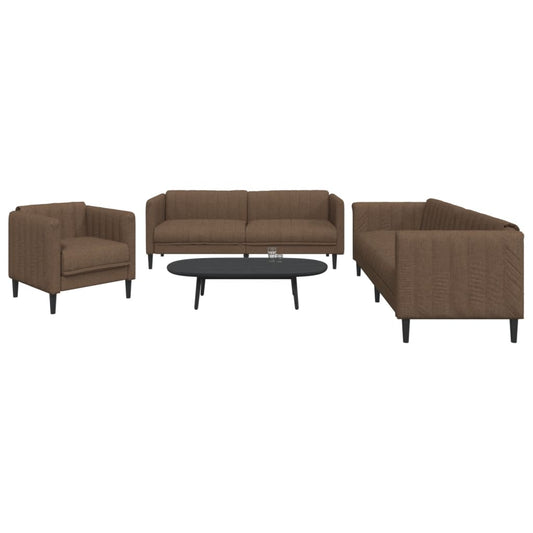 3-delige Loungeset stof bruin is nu te koop bij PeponiXL, paradijselijk wonen!