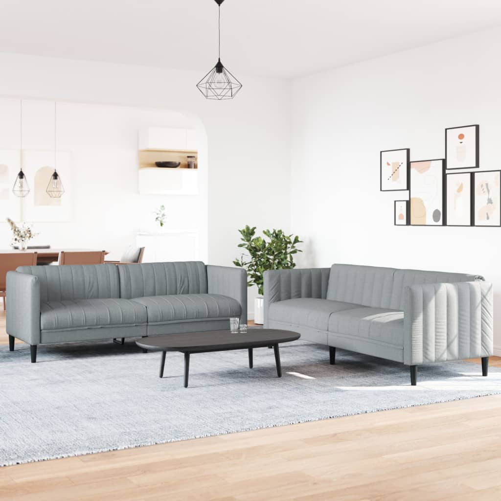2-delige Loungeset stof lichtgrijs is nu te koop bij PeponiXL, paradijselijk wonen!
