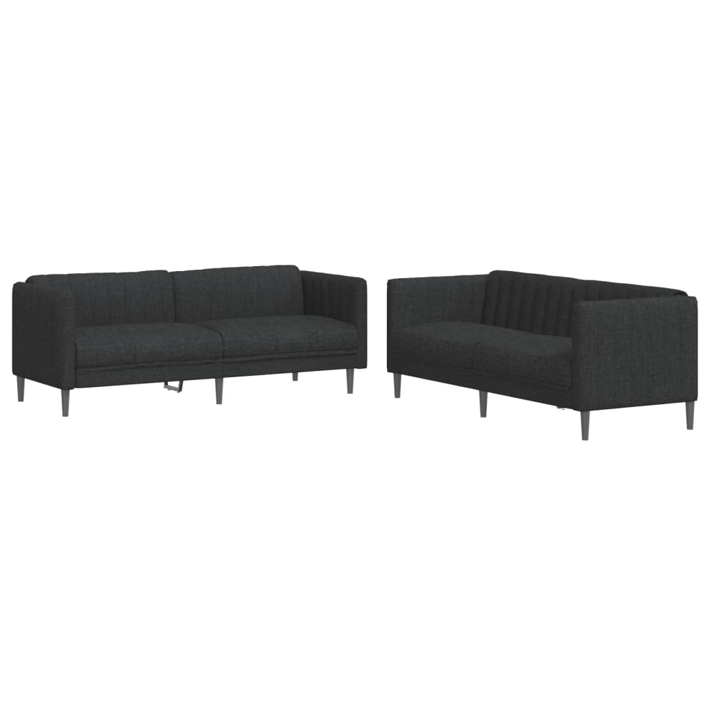 2-delige Loungeset stof zwart is nu te koop bij PeponiXL, paradijselijk wonen!