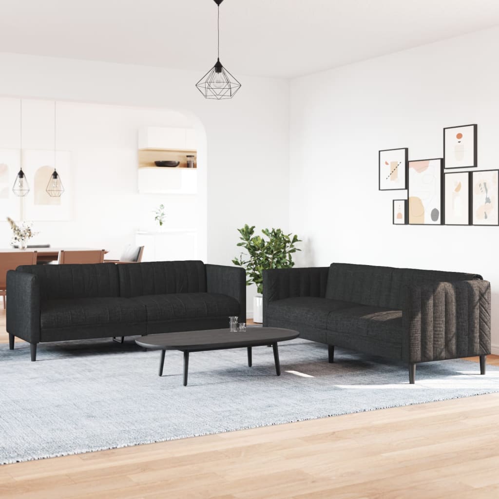 2-delige Loungeset stof zwart is nu te koop bij PeponiXL, paradijselijk wonen!