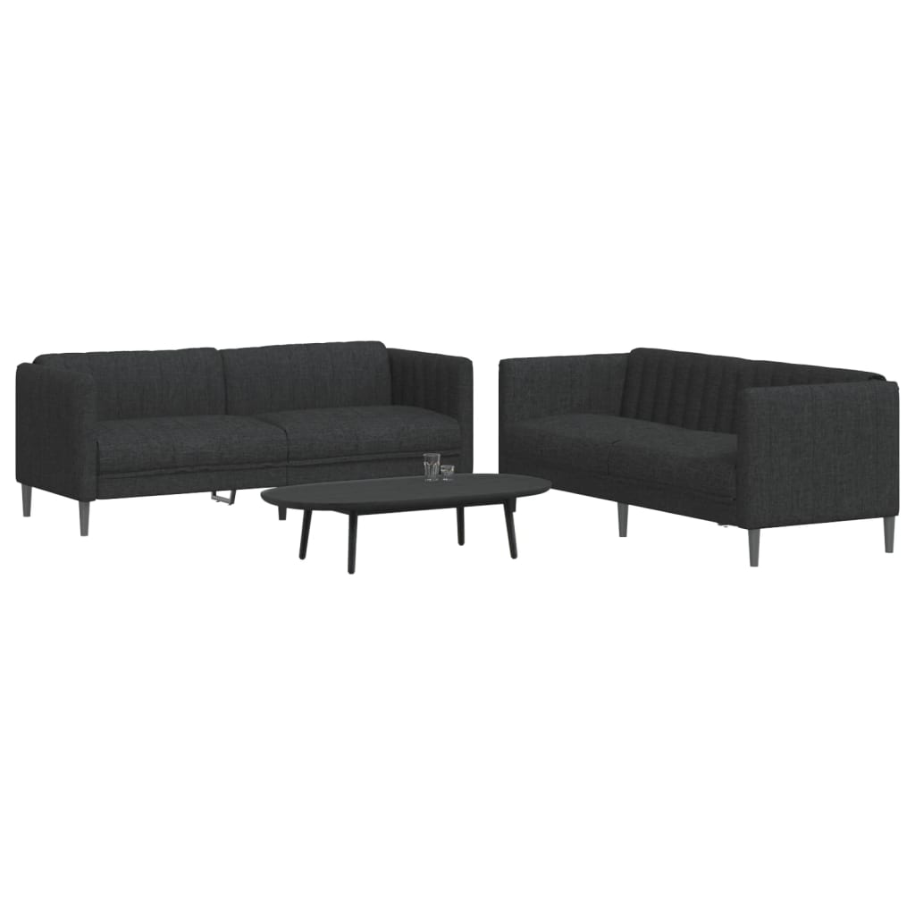 2-delige Loungeset stof zwart is nu te koop bij PeponiXL, paradijselijk wonen!
