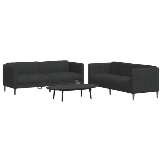 2-delige Loungeset stof zwart is nu te koop bij PeponiXL, paradijselijk wonen!