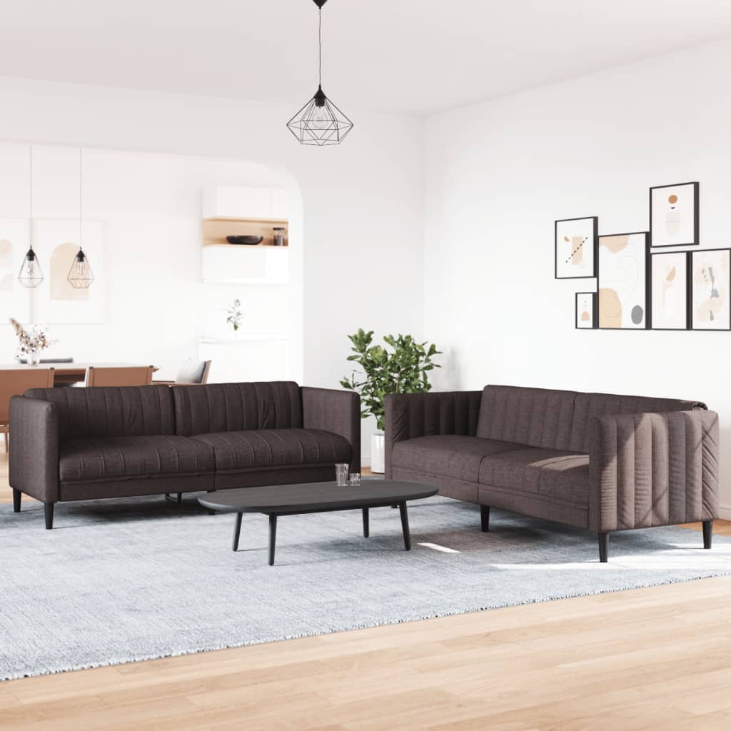 2-delige Loungeset stof donkerbruin is nu te koop bij PeponiXL, paradijselijk wonen!