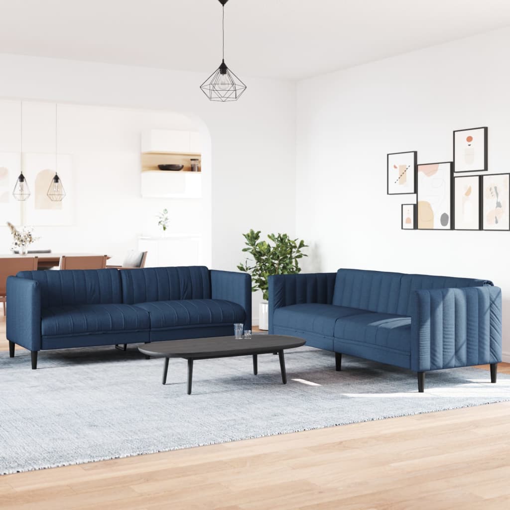 2-delige Loungeset stof blauw is nu te koop bij PeponiXL, paradijselijk wonen!