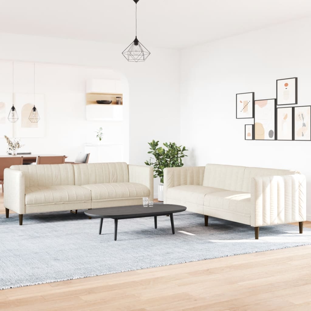 2-delige Loungeset stof crèmekleurig is nu te koop bij PeponiXL, paradijselijk wonen!