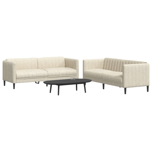 2-delige Loungeset stof crèmekleurig is nu te koop bij PeponiXL, paradijselijk wonen!