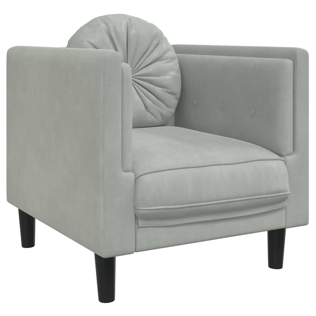 3-delige Loungeset met kussens fluweel lichtgrijs is nu te koop bij PeponiXL, paradijselijk wonen!