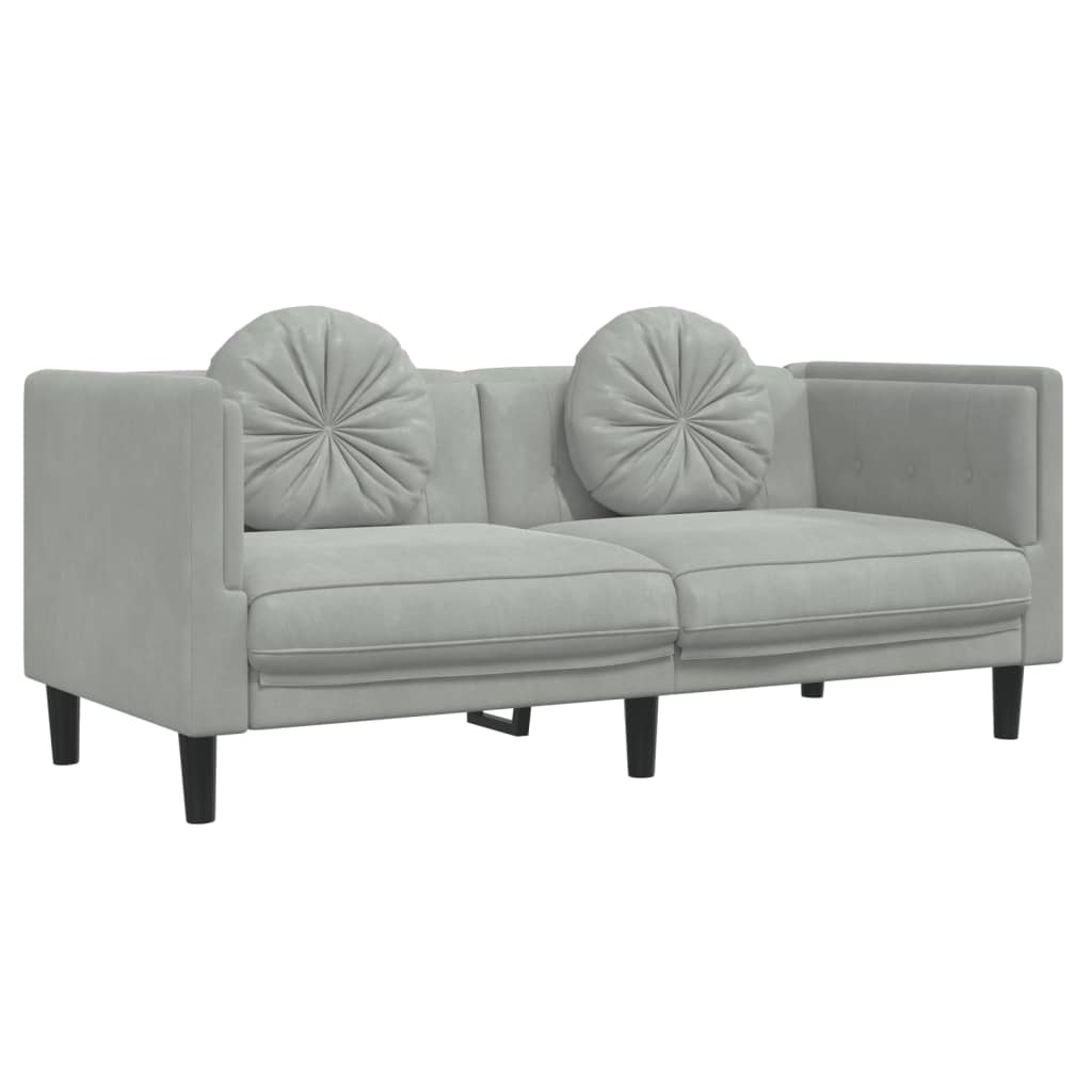 3-delige Loungeset met kussens fluweel lichtgrijs is nu te koop bij PeponiXL, paradijselijk wonen!