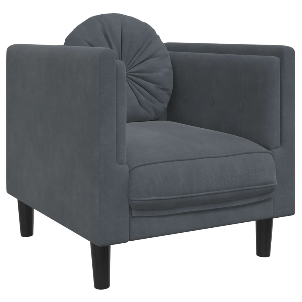 3-delige Loungeset met kussens fluweel donkergrijs is nu te koop bij PeponiXL, paradijselijk wonen!