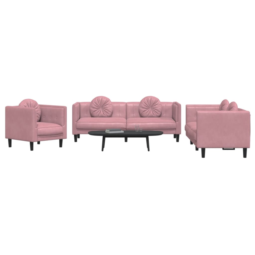 3-delige Loungeset met kussens fluweel roze is nu te koop bij PeponiXL, paradijselijk wonen!