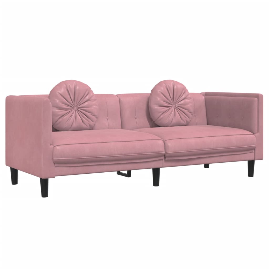 3-delige Loungeset met kussens fluweel roze is nu te koop bij PeponiXL, paradijselijk wonen!