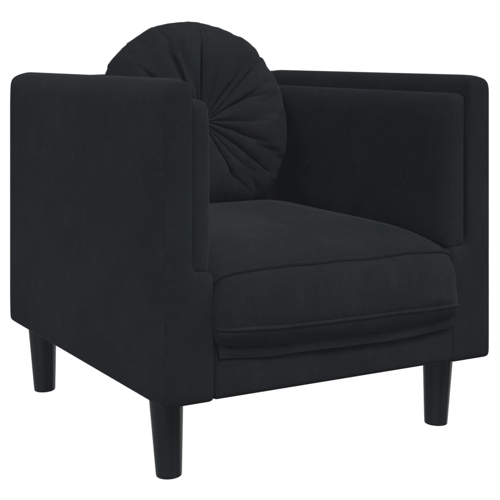 3-delige Loungeset met kussens fluweel zwart is nu te koop bij PeponiXL, paradijselijk wonen!