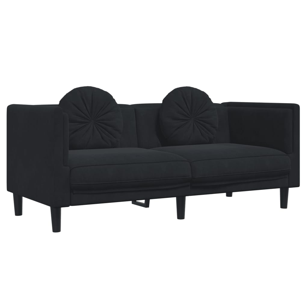 3-delige Loungeset met kussens fluweel zwart is nu te koop bij PeponiXL, paradijselijk wonen!