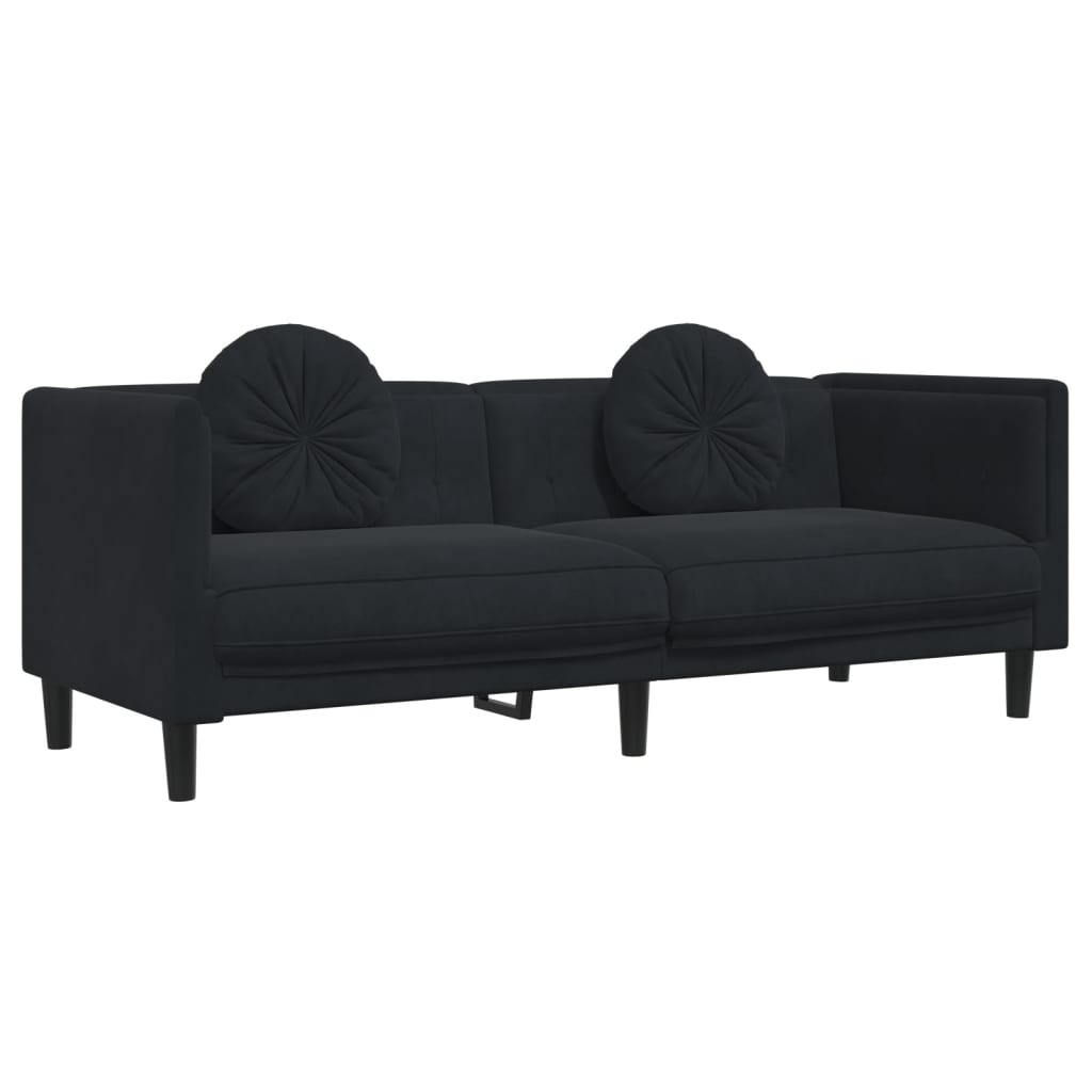 3-delige Loungeset met kussens fluweel zwart is nu te koop bij PeponiXL, paradijselijk wonen!