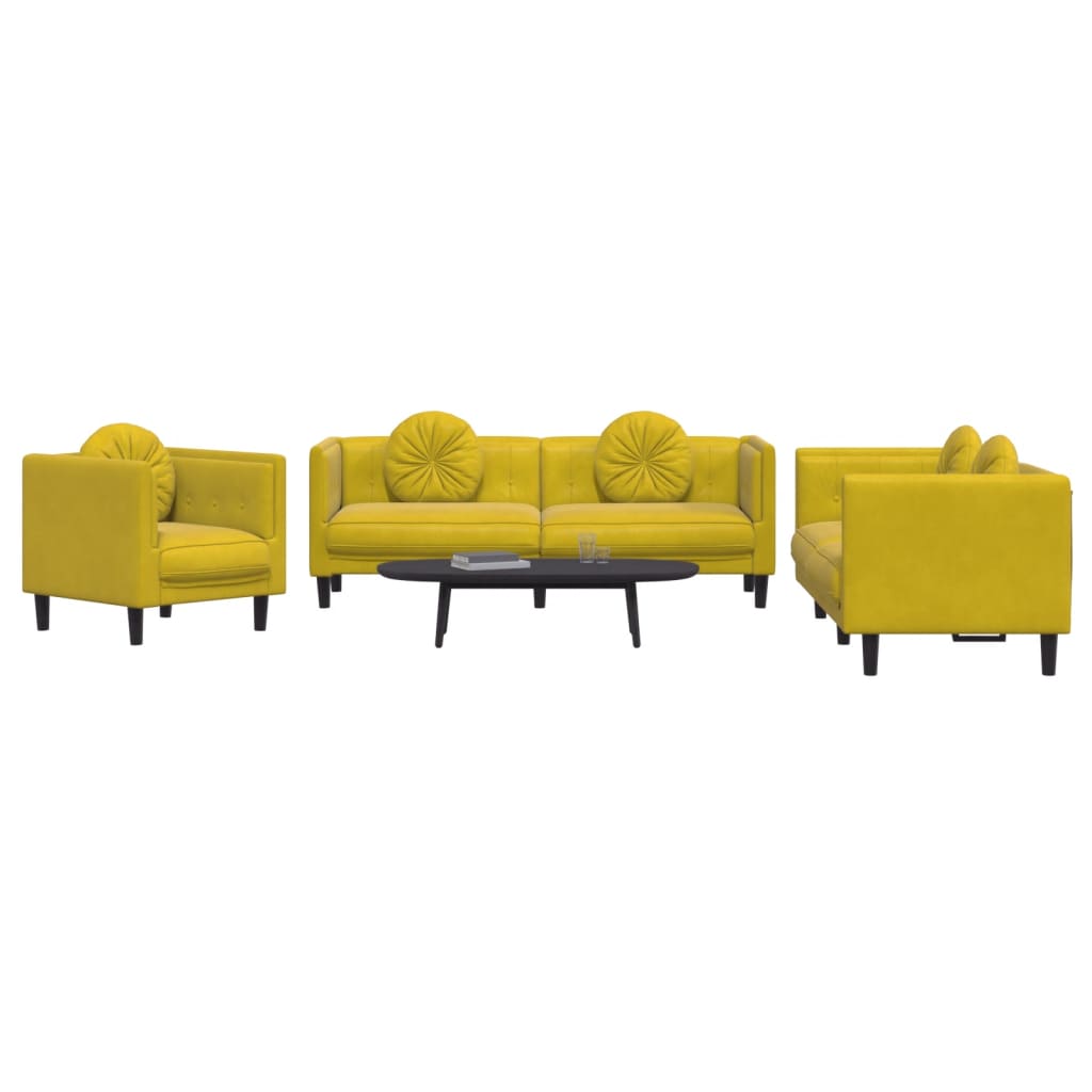 3-delige Loungeset met kussens fluweel geel is nu te koop bij PeponiXL, paradijselijk wonen!