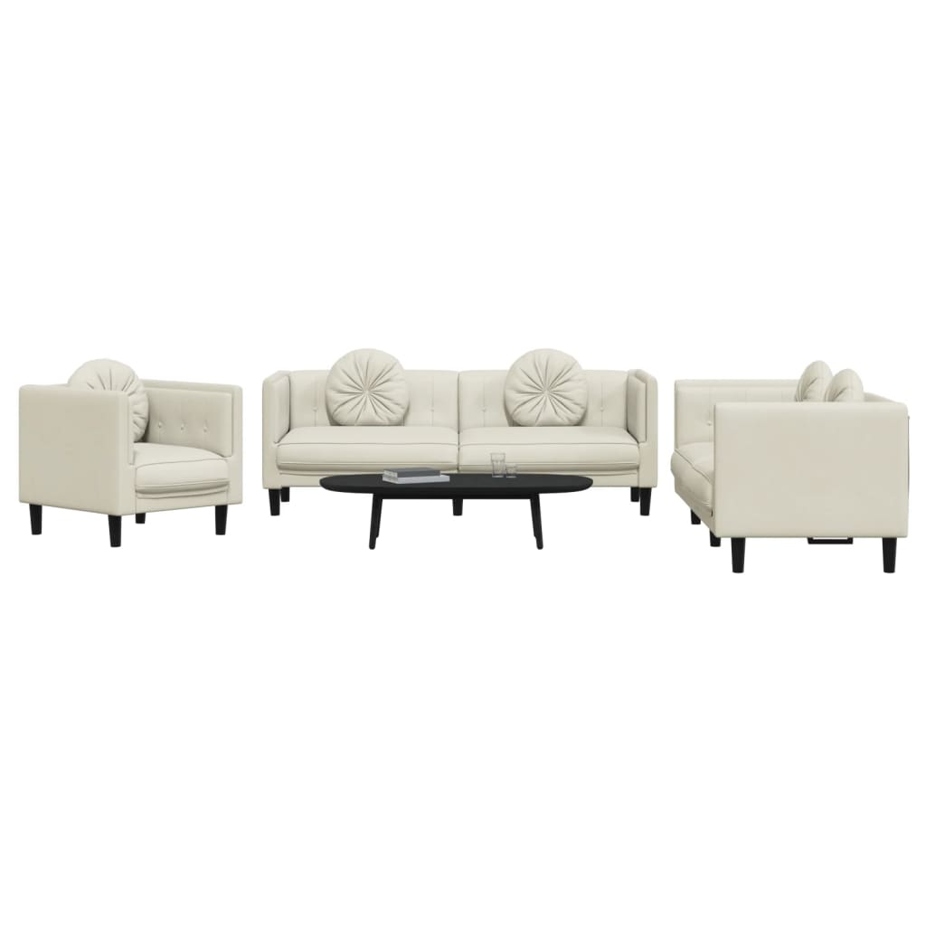 3-delige Loungeset met kussens fluweel crèmekleurig is nu te koop bij PeponiXL, paradijselijk wonen!