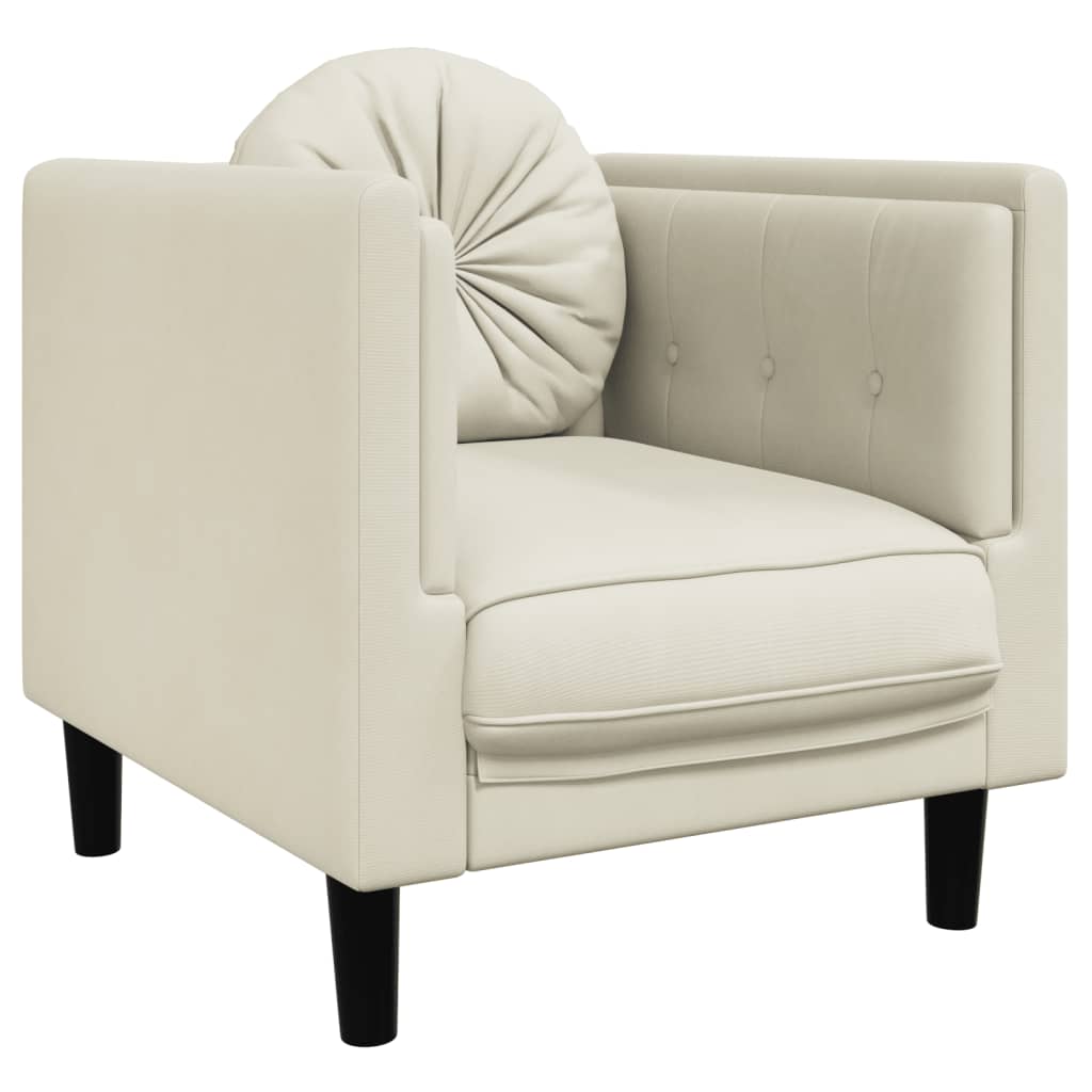 3-delige Loungeset met kussens fluweel crèmekleurig is nu te koop bij PeponiXL, paradijselijk wonen!