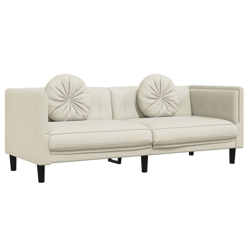 3-delige Loungeset met kussens fluweel crèmekleurig is nu te koop bij PeponiXL, paradijselijk wonen!