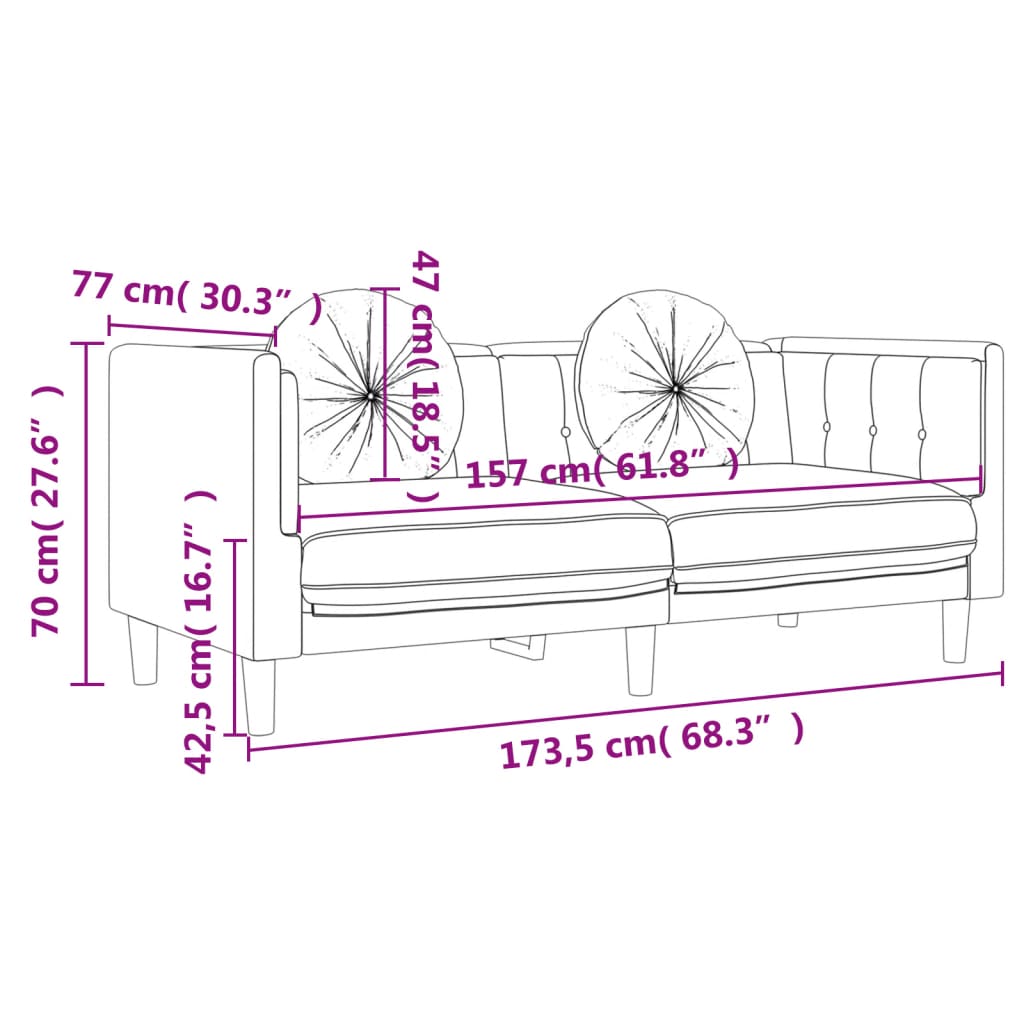 3-delige Loungeset met kussens fluweel crèmekleurig is nu te koop bij PeponiXL, paradijselijk wonen!