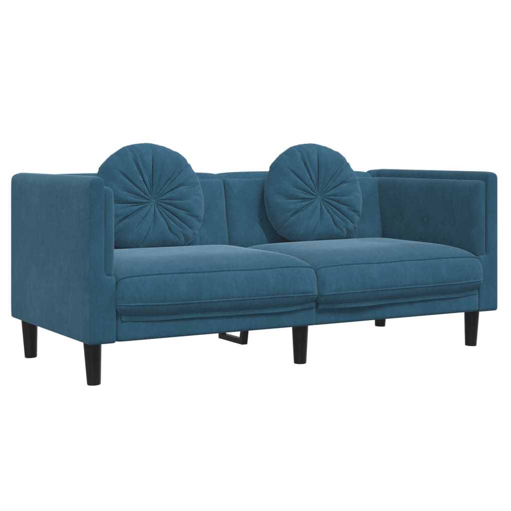 3-delige Loungeset met kussens fluweel blauw is nu te koop bij PeponiXL, paradijselijk wonen!