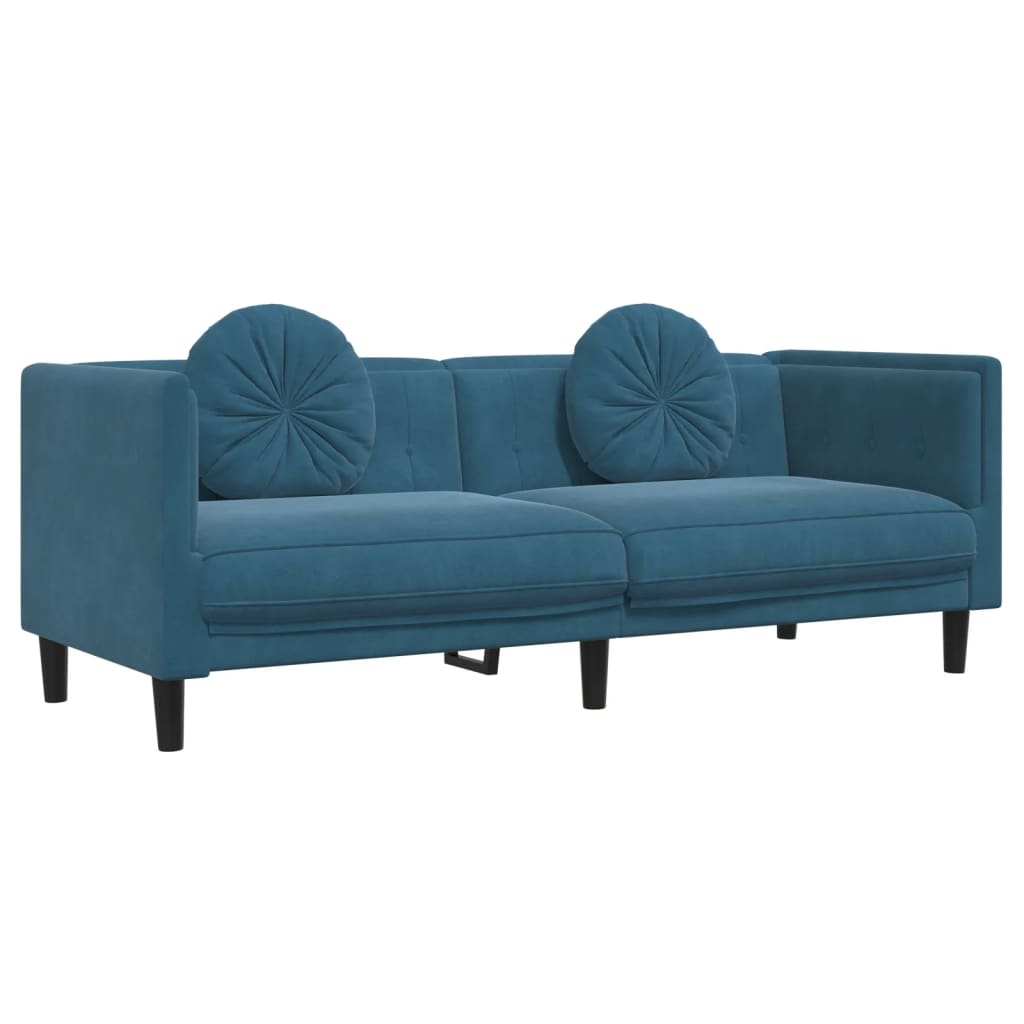 3-delige Loungeset met kussens fluweel blauw is nu te koop bij PeponiXL, paradijselijk wonen!