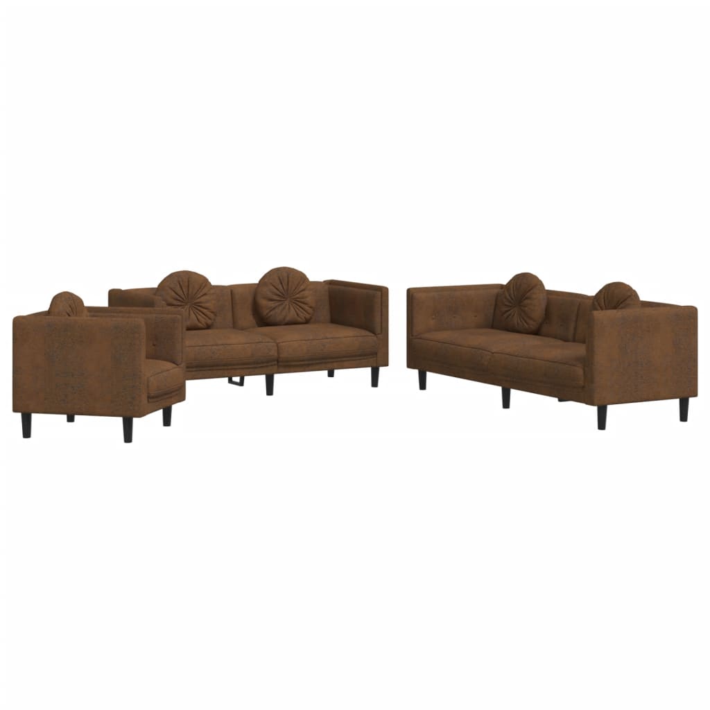 3-delige Loungeset met kussens fluweel bruin is nu te koop bij PeponiXL, paradijselijk wonen!