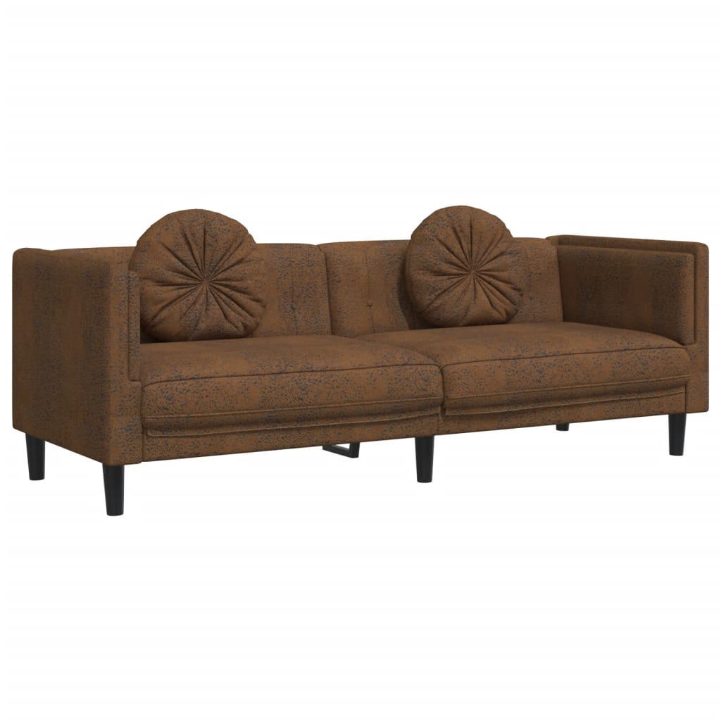 3-delige Loungeset met kussens fluweel bruin is nu te koop bij PeponiXL, paradijselijk wonen!