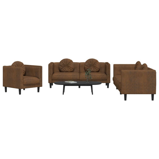 3-delige Loungeset met kussens fluweel bruin is nu te koop bij PeponiXL, paradijselijk wonen!