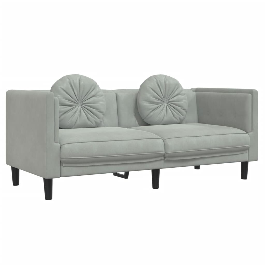 2-delige Loungeset met kussens fluweel lichtgrijs is nu te koop bij PeponiXL, paradijselijk wonen!