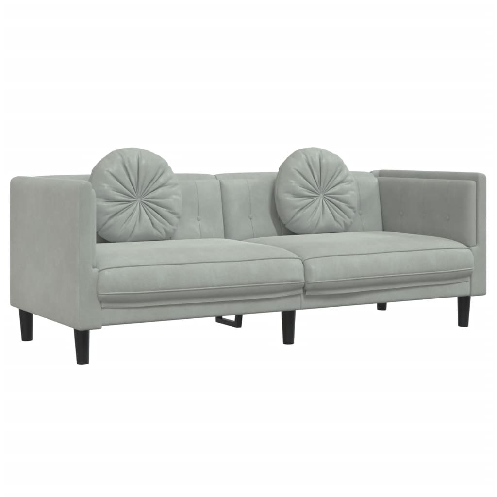 2-delige Loungeset met kussens fluweel lichtgrijs is nu te koop bij PeponiXL, paradijselijk wonen!