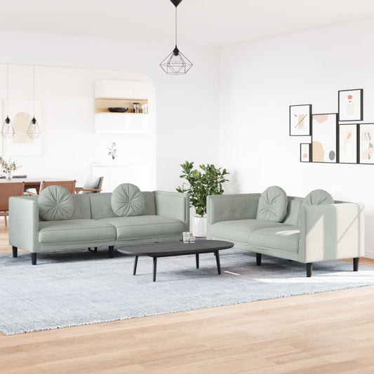2-delige Loungeset met kussens fluweel lichtgrijs is nu te koop bij PeponiXL, paradijselijk wonen!