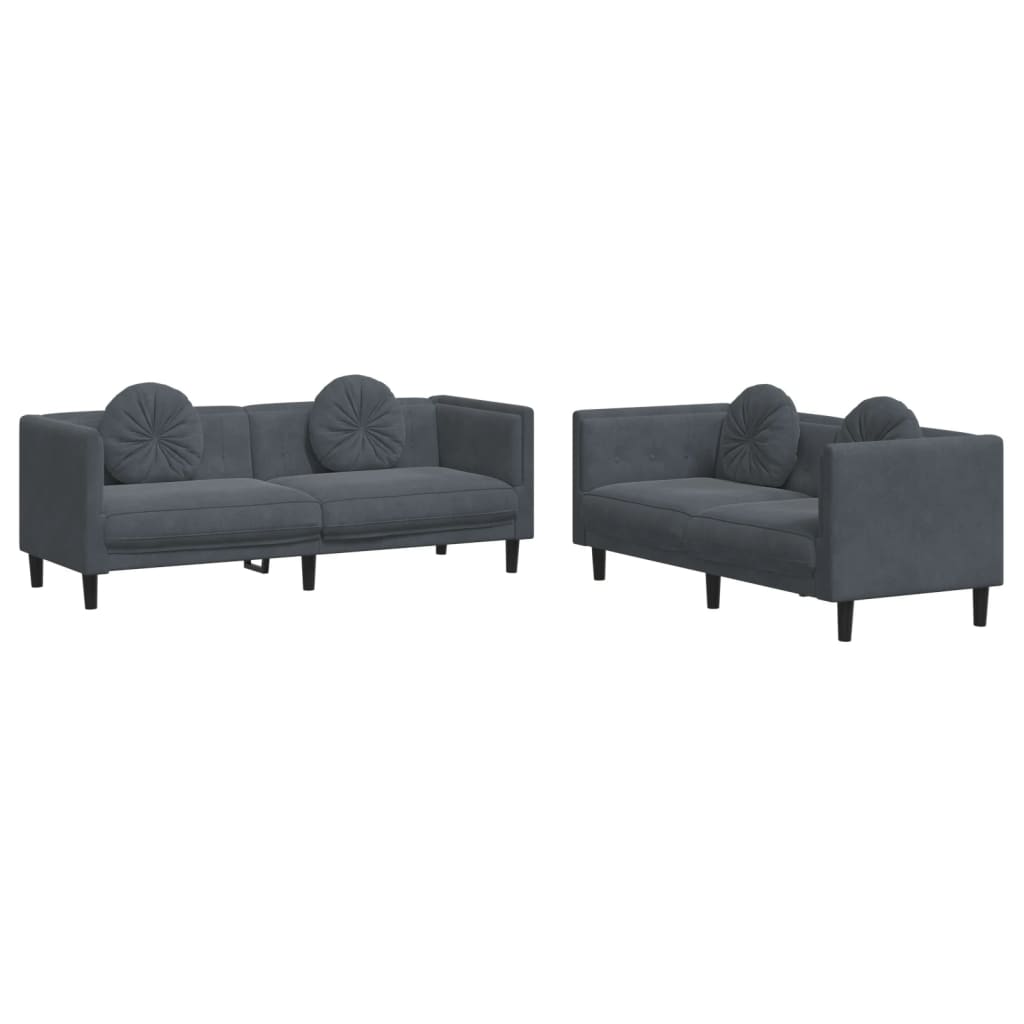 2-delige Loungeset met kussens fluweel donkergrijs is nu te koop bij PeponiXL, paradijselijk wonen!