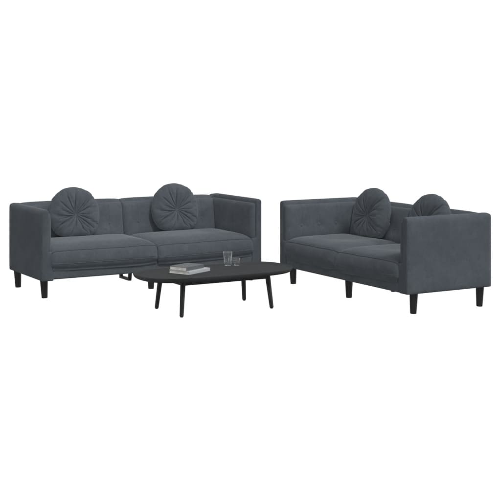 2-delige Loungeset met kussens fluweel donkergrijs is nu te koop bij PeponiXL, paradijselijk wonen!
