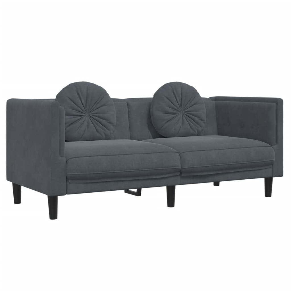 2-delige Loungeset met kussens fluweel donkergrijs is nu te koop bij PeponiXL, paradijselijk wonen!