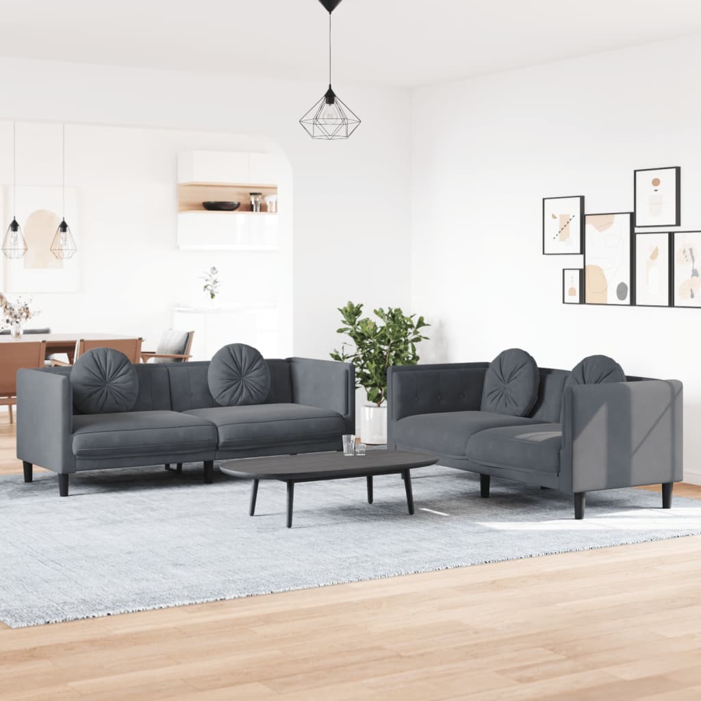 2-delige Loungeset met kussens fluweel donkergrijs is nu te koop bij PeponiXL, paradijselijk wonen!
