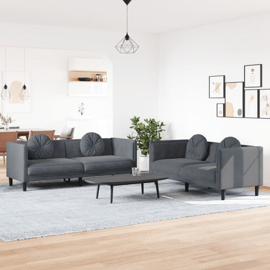 2-delige Loungeset met kussens fluweel donkergrijs is nu te koop bij PeponiXL, paradijselijk wonen!