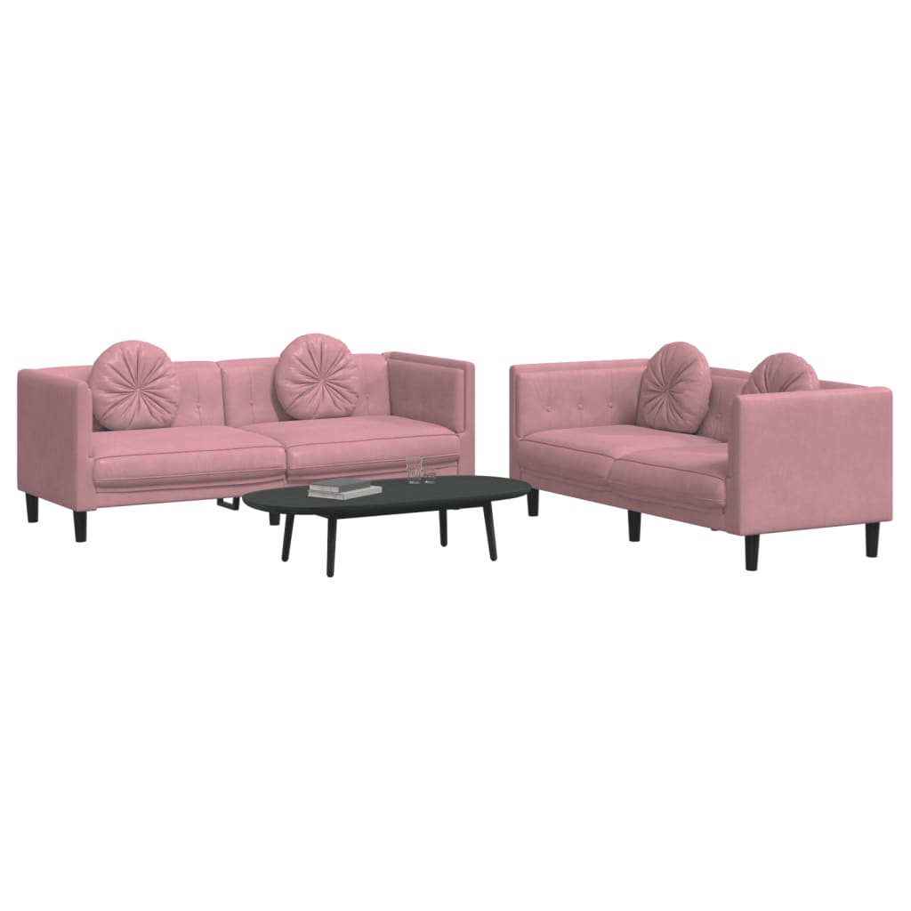 2-delige Loungeset met kussens fluweel roze is nu te koop bij PeponiXL, paradijselijk wonen!