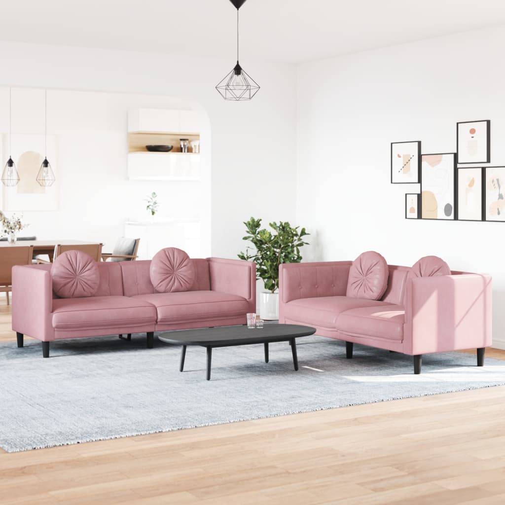 2-delige Loungeset met kussens fluweel roze is nu te koop bij PeponiXL, paradijselijk wonen!