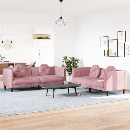 2-delige Loungeset met kussens fluweel roze is nu te koop bij PeponiXL, paradijselijk wonen!