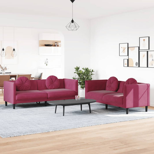 2-delige Loungeset met kussens fluweel wijnrood is nu te koop bij PeponiXL, paradijselijk wonen!