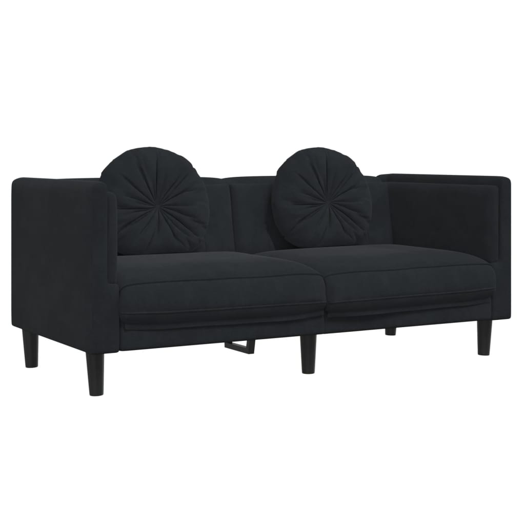2-delige Loungeset met kussens fluweel zwart is nu te koop bij PeponiXL, paradijselijk wonen!