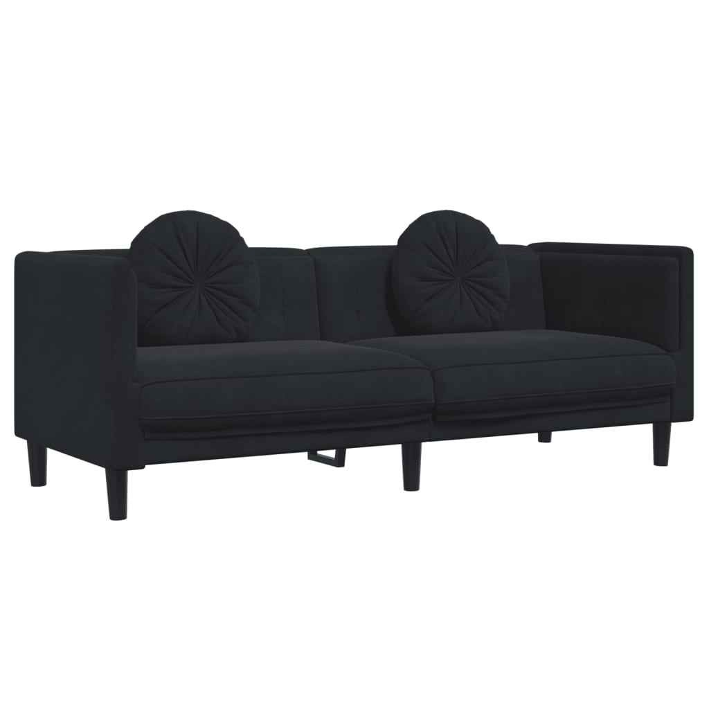 2-delige Loungeset met kussens fluweel zwart is nu te koop bij PeponiXL, paradijselijk wonen!